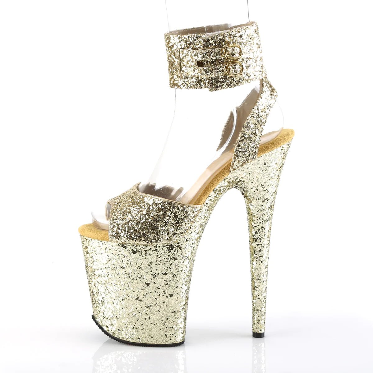 Pleaser Shoes FLAMINGO-891LG | 8 INCH Gold Glitter Platform Heel ...