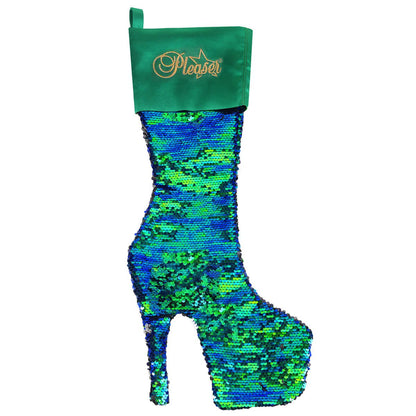 Pleaser Shoes High Heel Sequinned Christmas Stocking - Green - Aphrodite Active